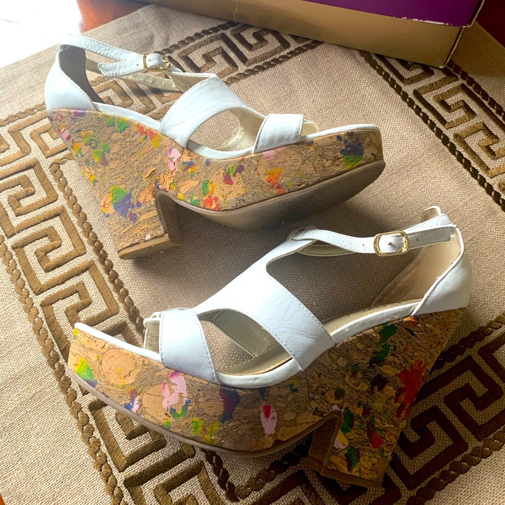 Fergie platform cork sandals